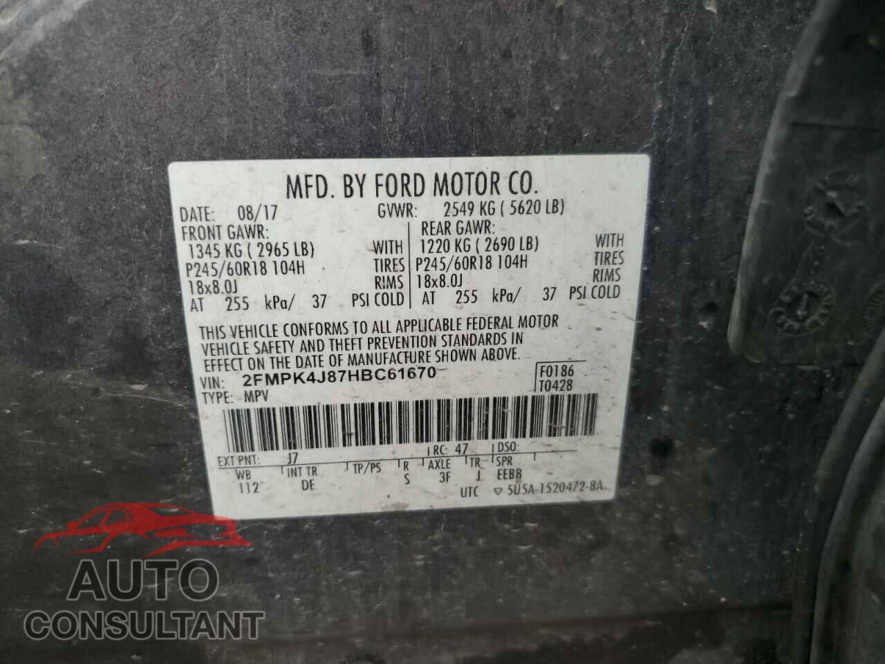 FORD EDGE 2017 - 2FMPK4J87HBC61670