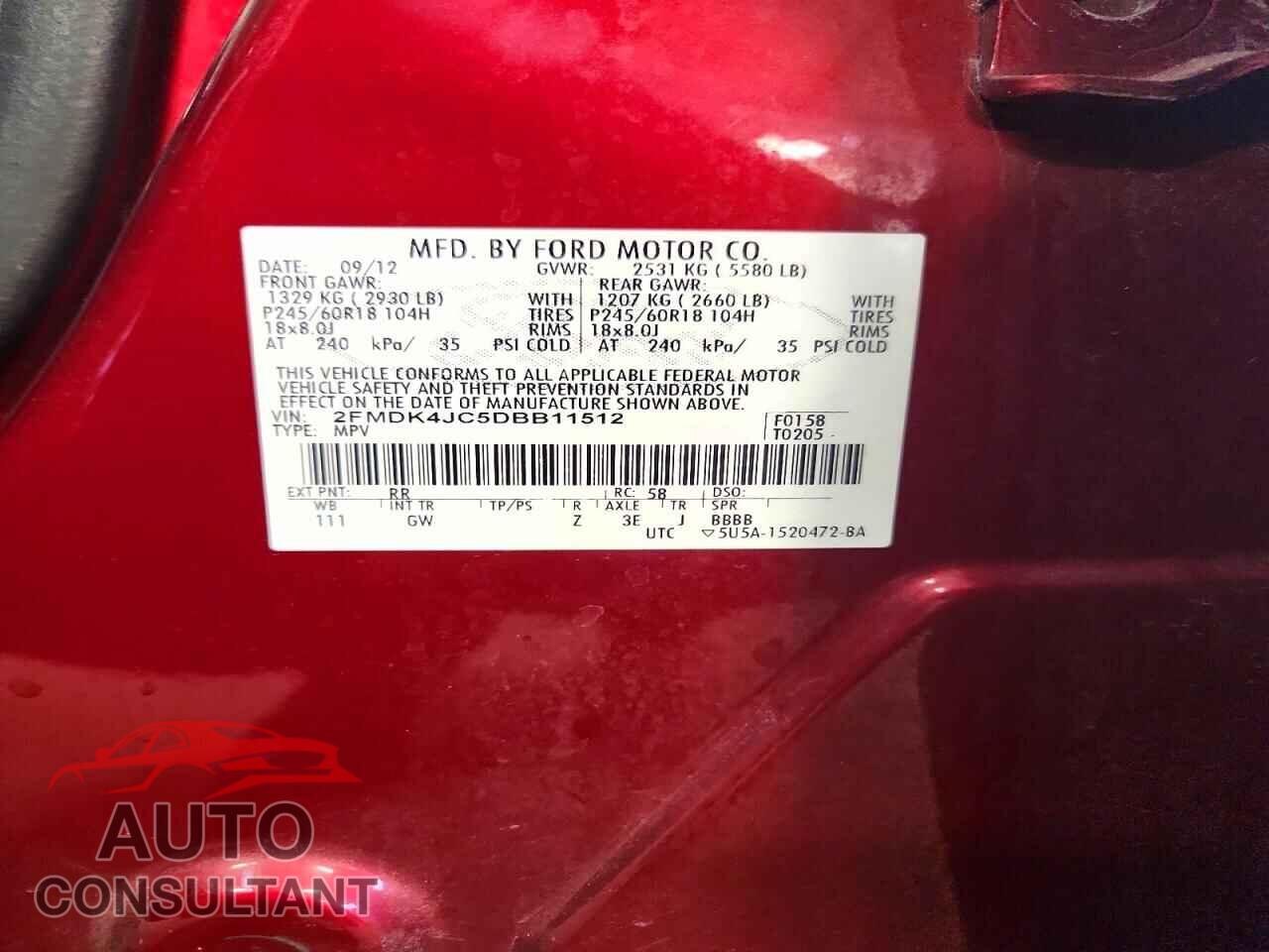 FORD EDGE 2013 - 2FMDK4JC5DBB11512