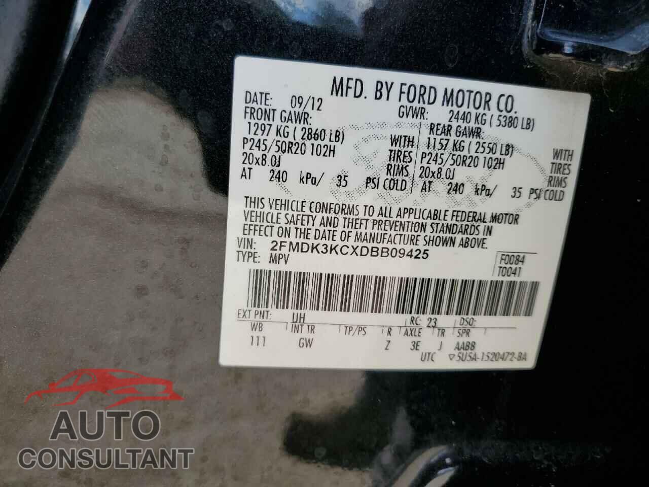 FORD EDGE 2013 - 2FMDK3KCXDBB09425