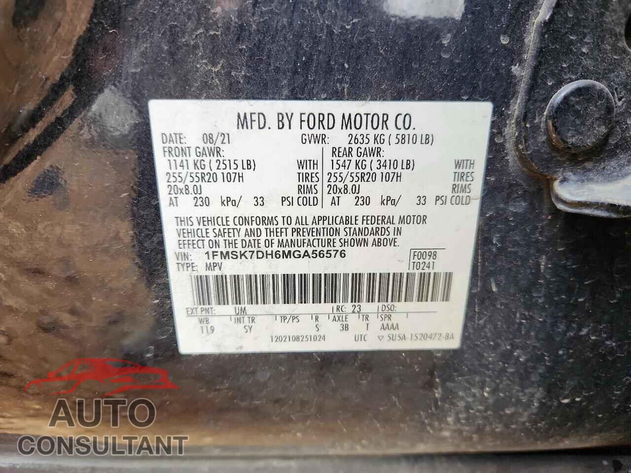 FORD EXPLORER 2021 - 1FMSK7DH6MGA56576