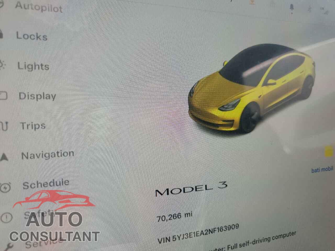 TESLA MODEL 3 2022 - 5YJ3E1EA2NF163909