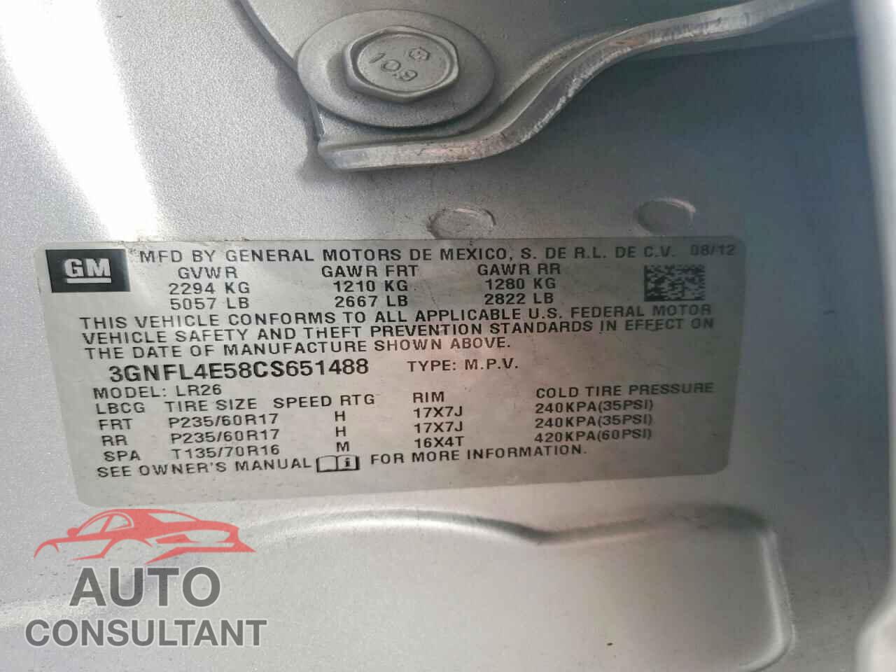 CHEVROLET CAPTIVA 2012 - 3GNFL4E58CS651488