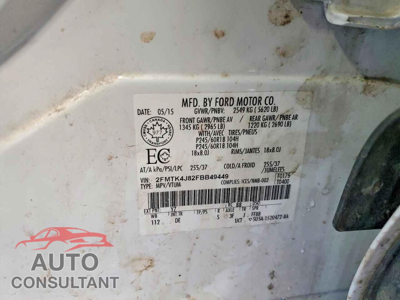 FORD EDGE 2015 - 2FMTK4J82FBB49449