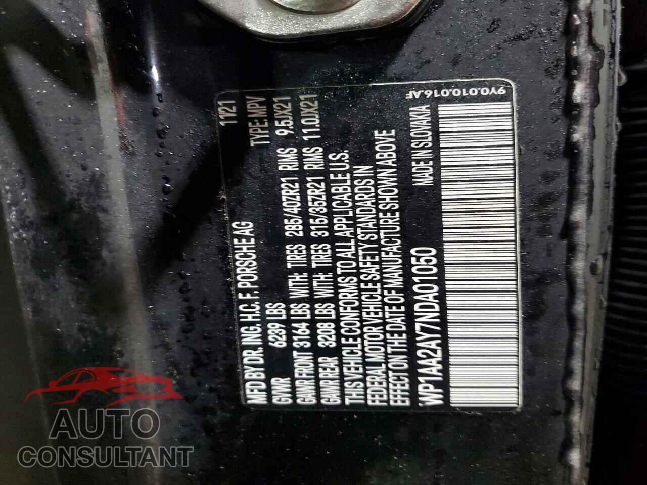 PORSCHE CAYENNE 2022 - WP1AA2AY7NDA01050