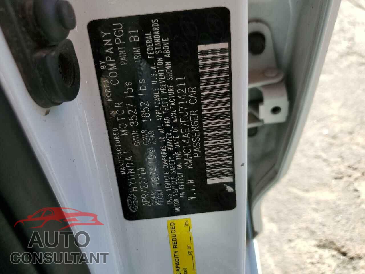 HYUNDAI ACCENT 2014 - KMHCT4AE7EU714211