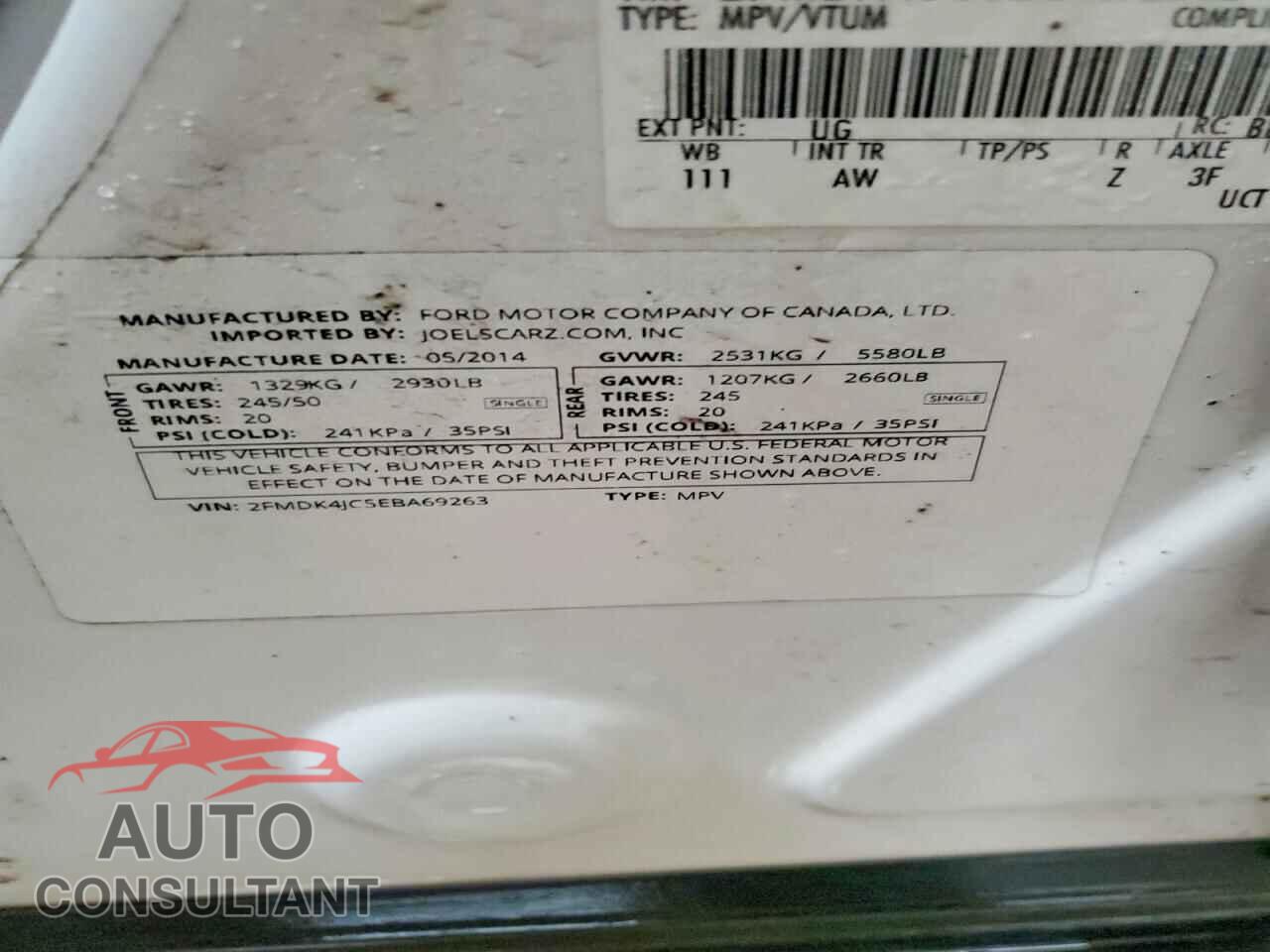 FORD EDGE 2014 - 2FMDK4JC5EBA69263