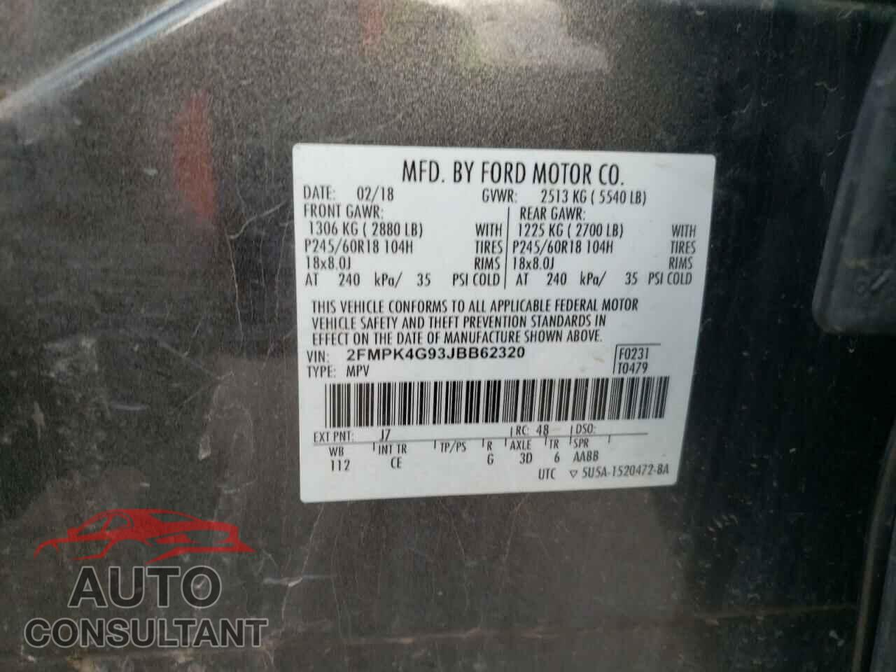 FORD EDGE 2018 - 2FMPK4G93JBB62320
