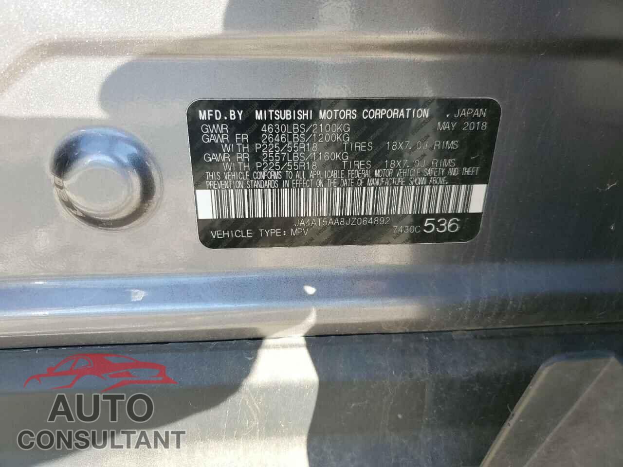 MITSUBISHI ECLIPSE 2018 - JA4AT5AA8JZ064892
