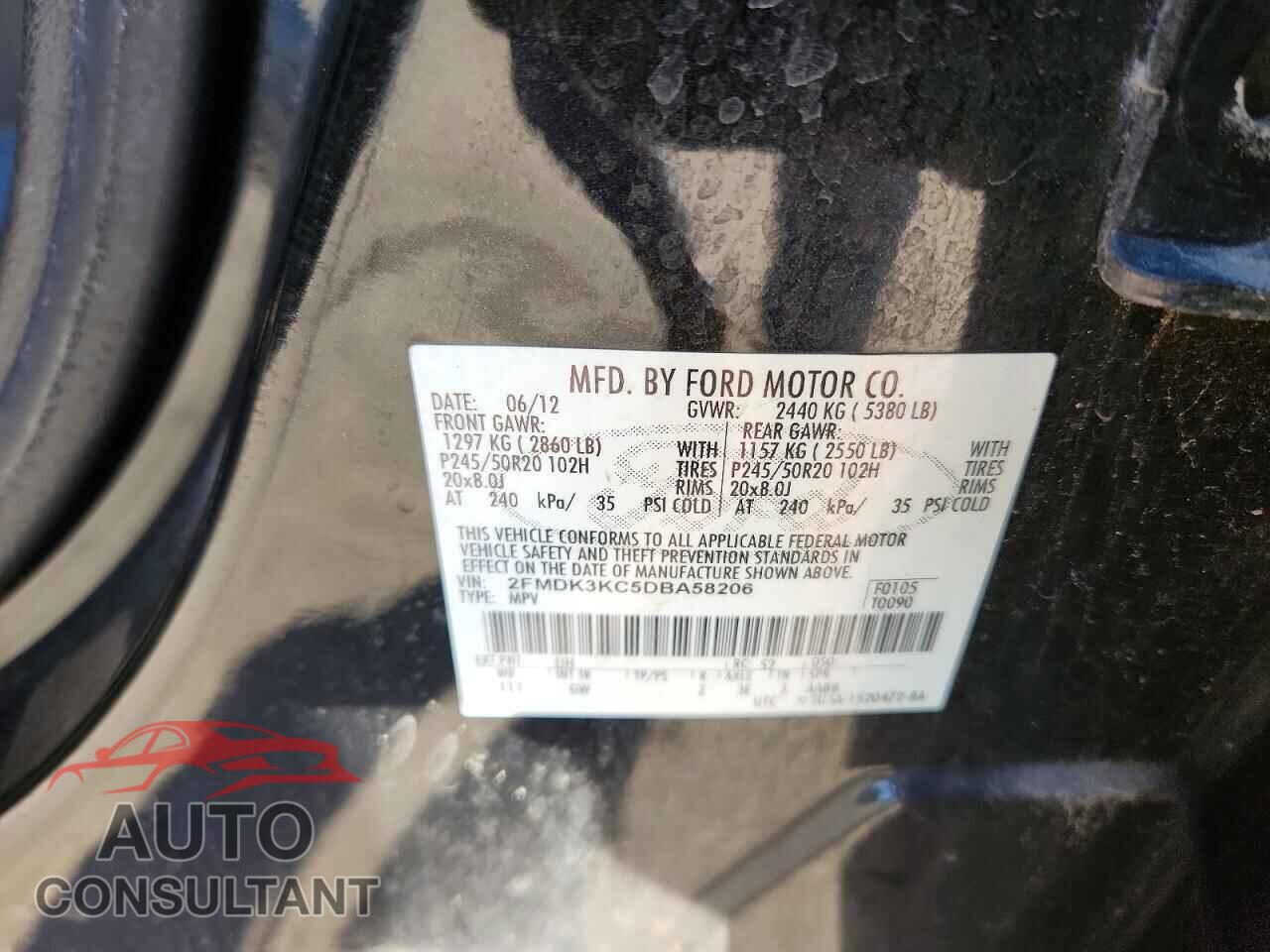 FORD EDGE 2013 - 2FMDK3KC5DBA58206
