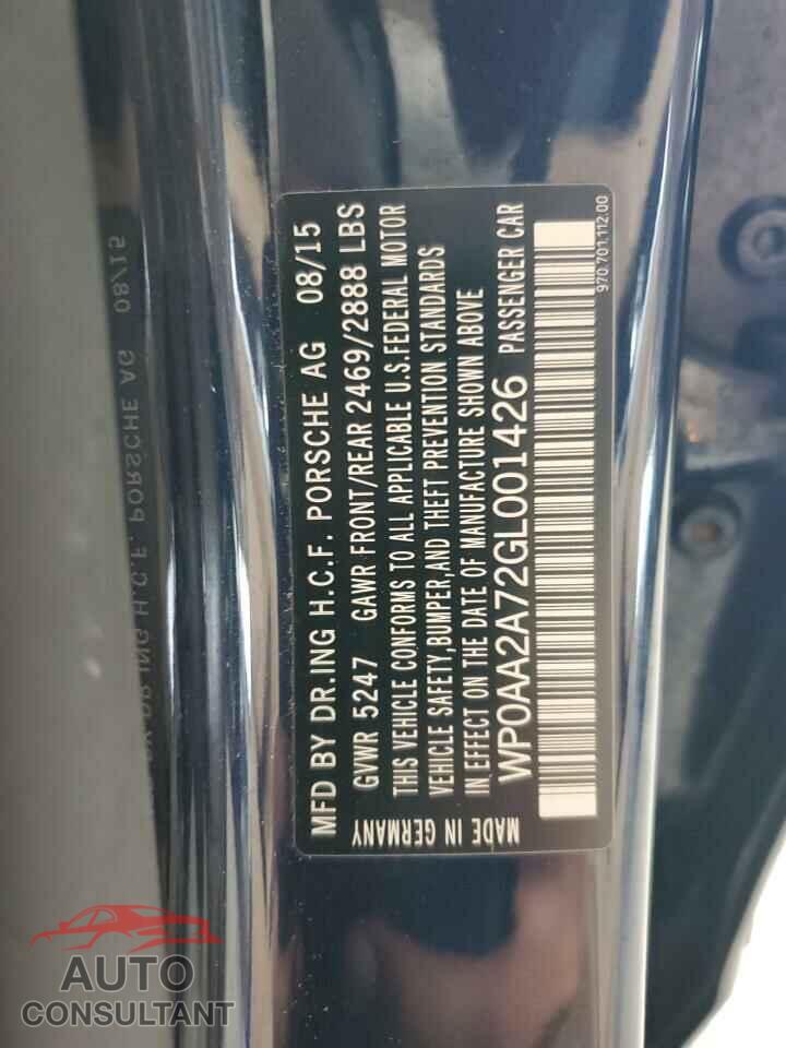 PORSCHE PANAMERA 2016 - WP0AA2A72GL001426