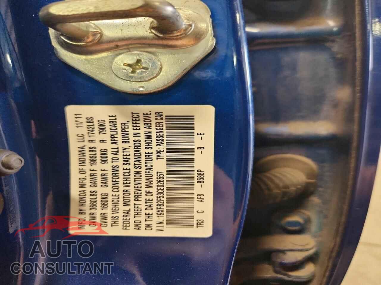 HONDA CIVIC 2012 - 19XFB2F53CE026557