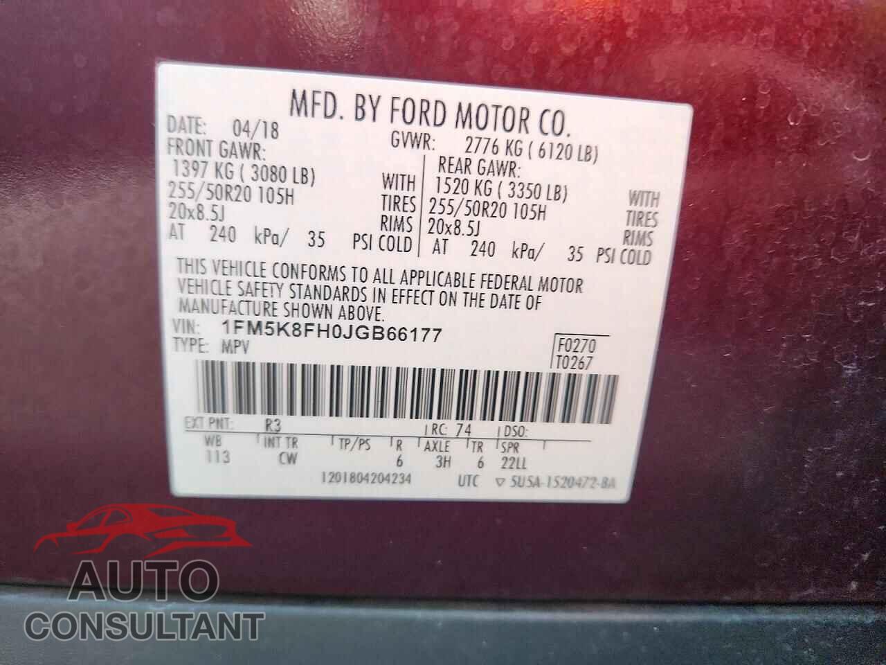 FORD EXPLORER 2018 - 1FM5K8FH0JGB66177