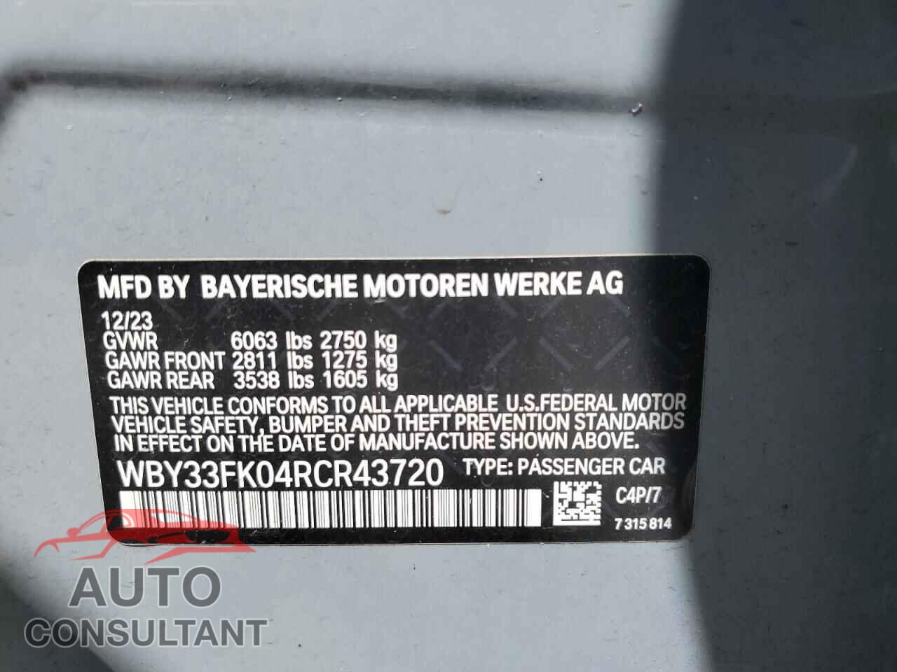BMW I5 EDRIVE 2024 - WBY33FK04RCR43720