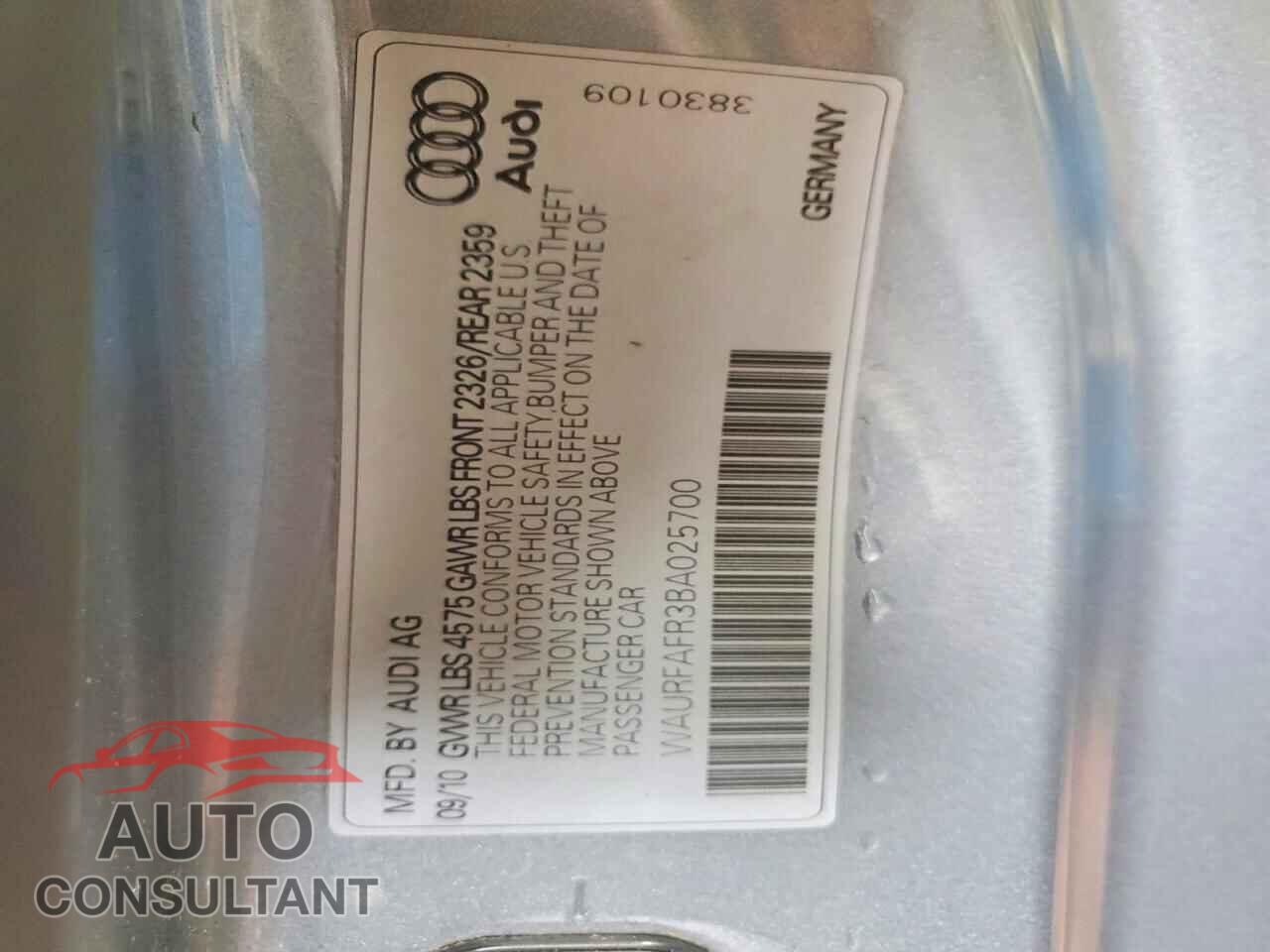 AUDI A5 2011 - WAURFAFR3BA025700