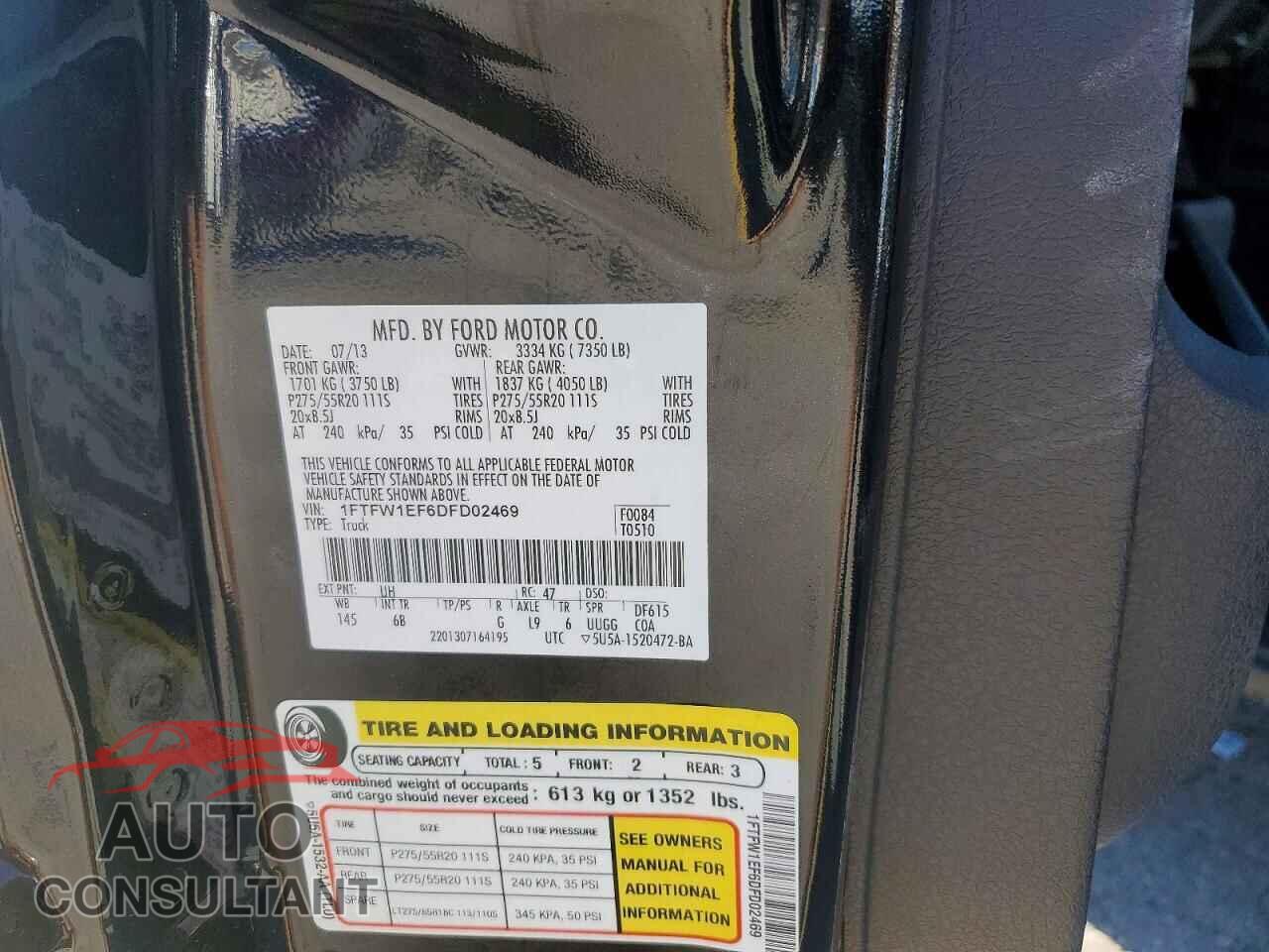 FORD F150 2013 - 1FTFW1EF6DFD02469