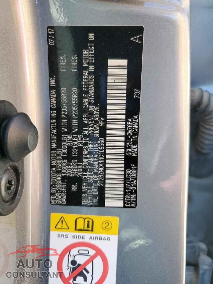 LEXUS RX350 2017 - 2T2BZMCA1HC109560