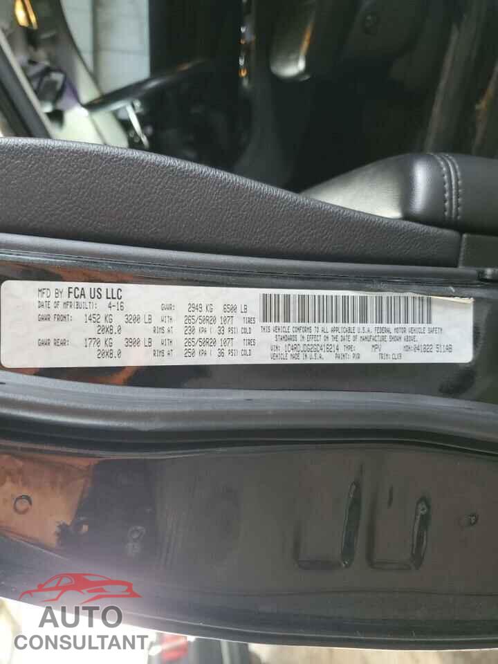 DODGE DURANGO 2016 - 1C4RDJDG2GC416214