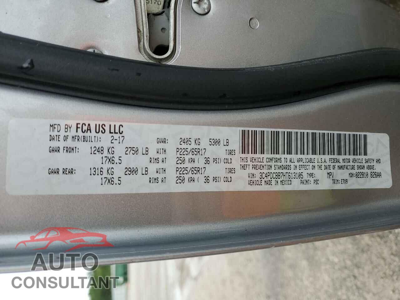 DODGE JOURNEY 2017 - 3C4PDCBB7HT613105