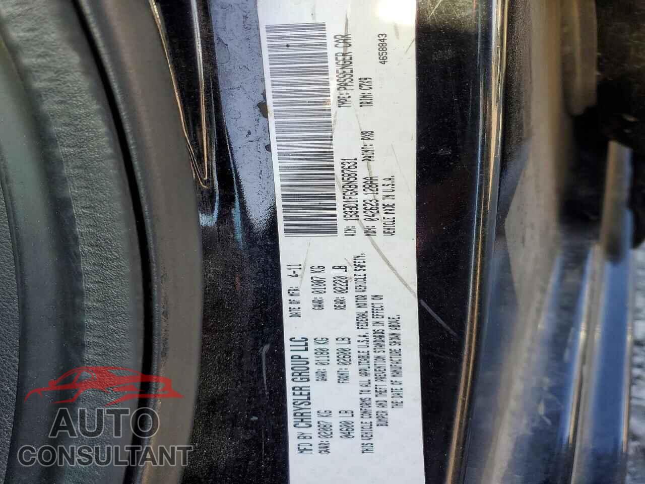 DODGE AVENGER 2011 - 1B3BD1FGXBN587631