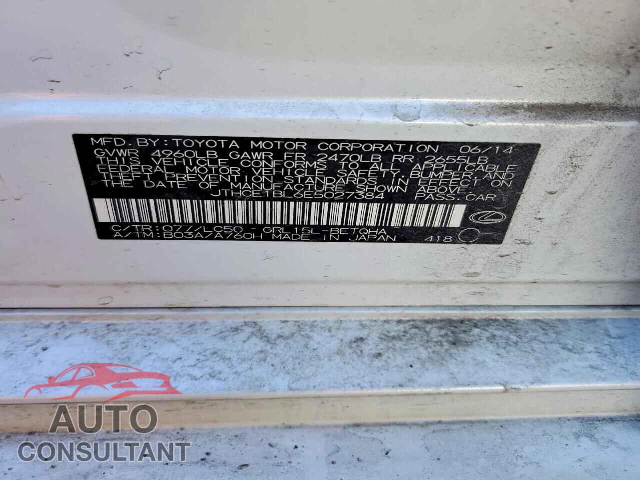 LEXUS GS350 2014 - JTHCE1BL6E5027384