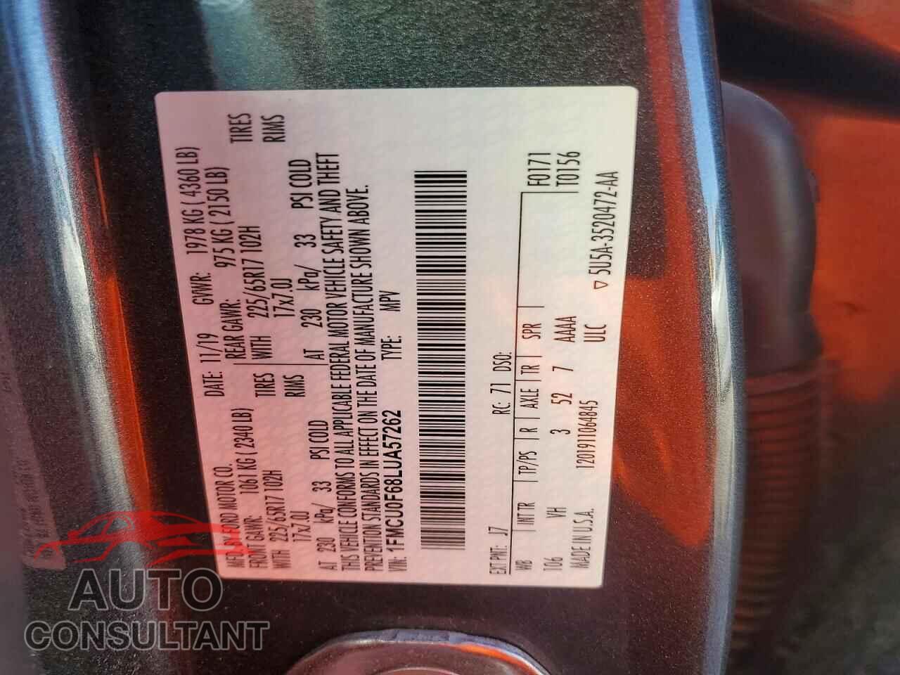 FORD ESCAPE 2020 - 1FMCU0F68LUA57262