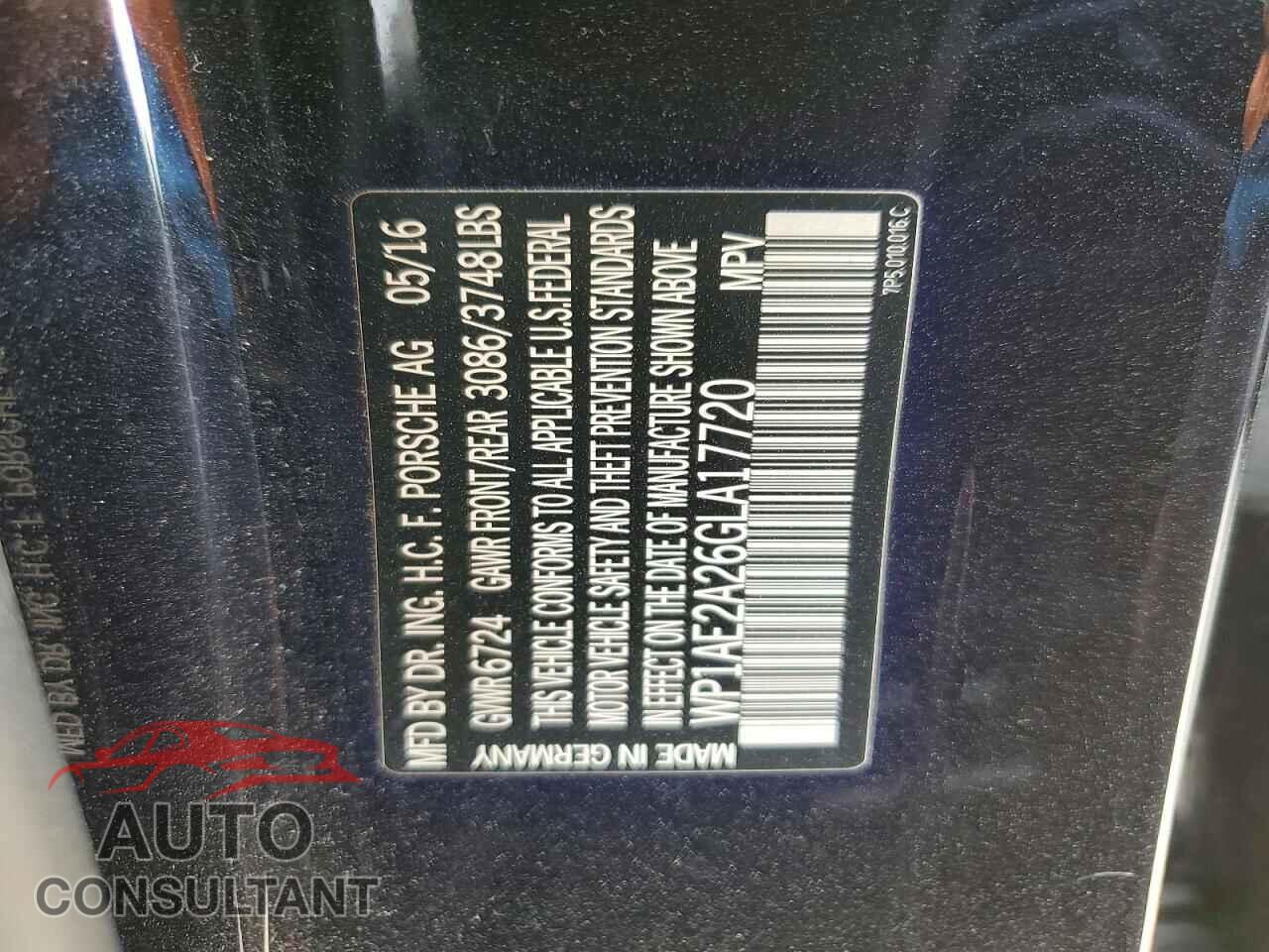 PORSCHE CAYENNE 2016 - WP1AE2A26GLA17720