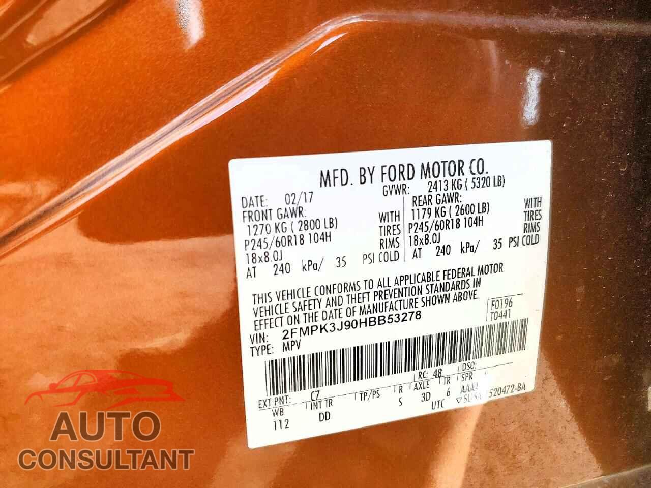 FORD EDGE 2017 - 2FMPK3J90HBB53278