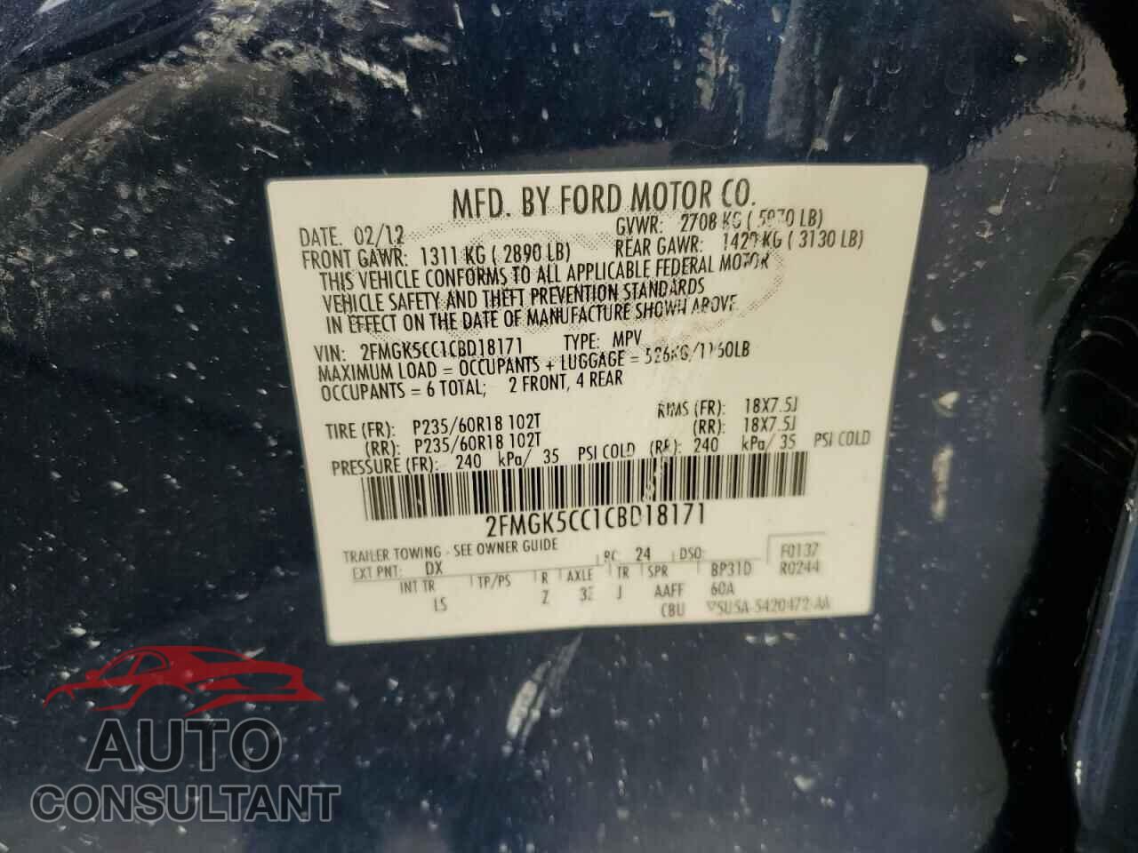 FORD FLEX 2012 - 2FMGK5CC1CBD18171