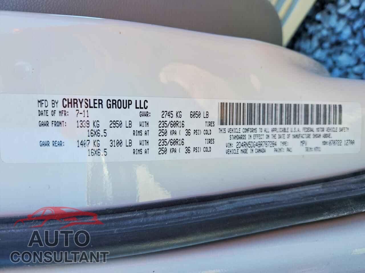 DODGE CARAVAN 2011 - 2D4RN5DG4BR787284