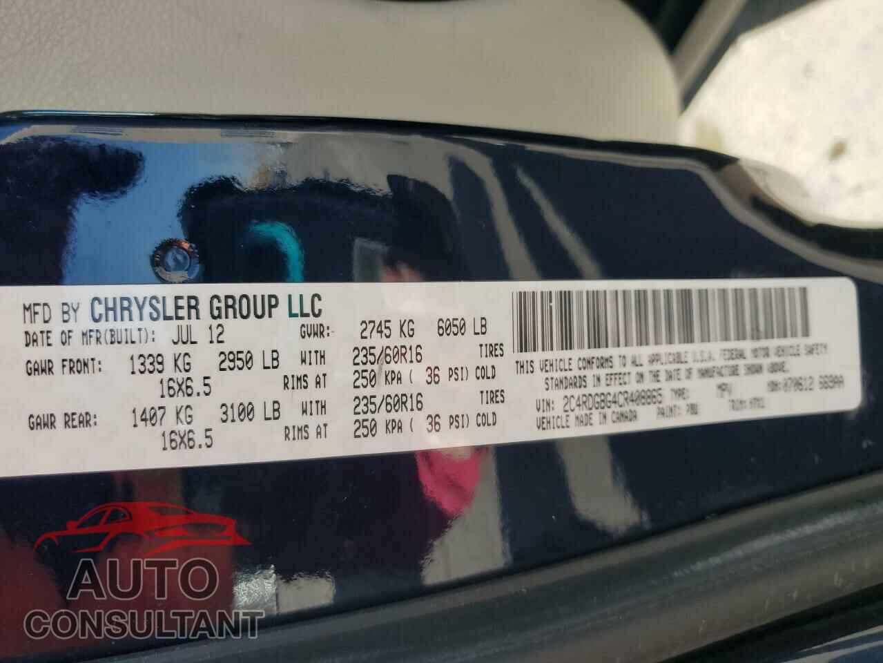 DODGE CARAVAN 2012 - 2C4RDGBG4CR408865