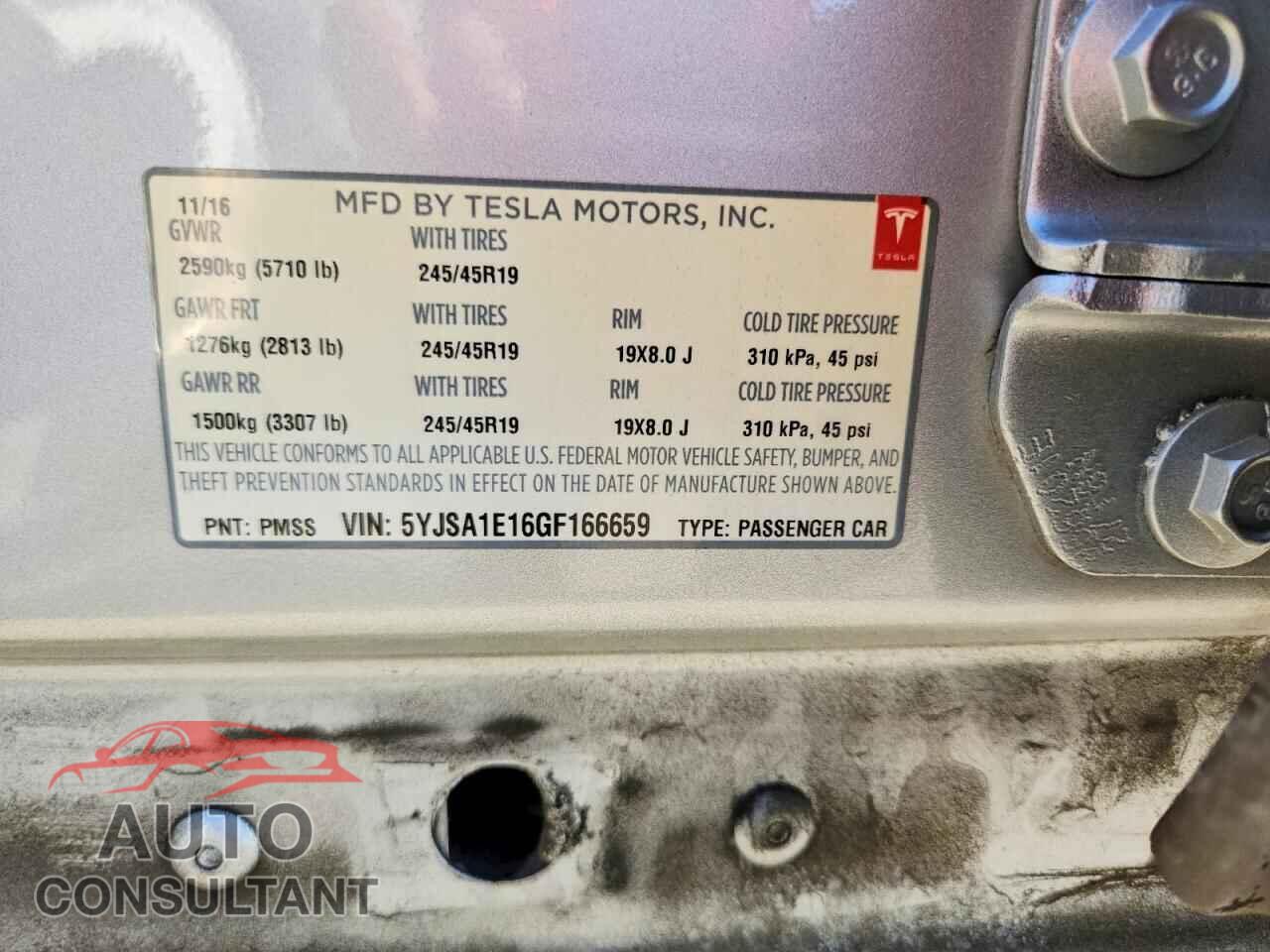 TESLA MODEL S 2016 - 5YJSA1E16GF166659