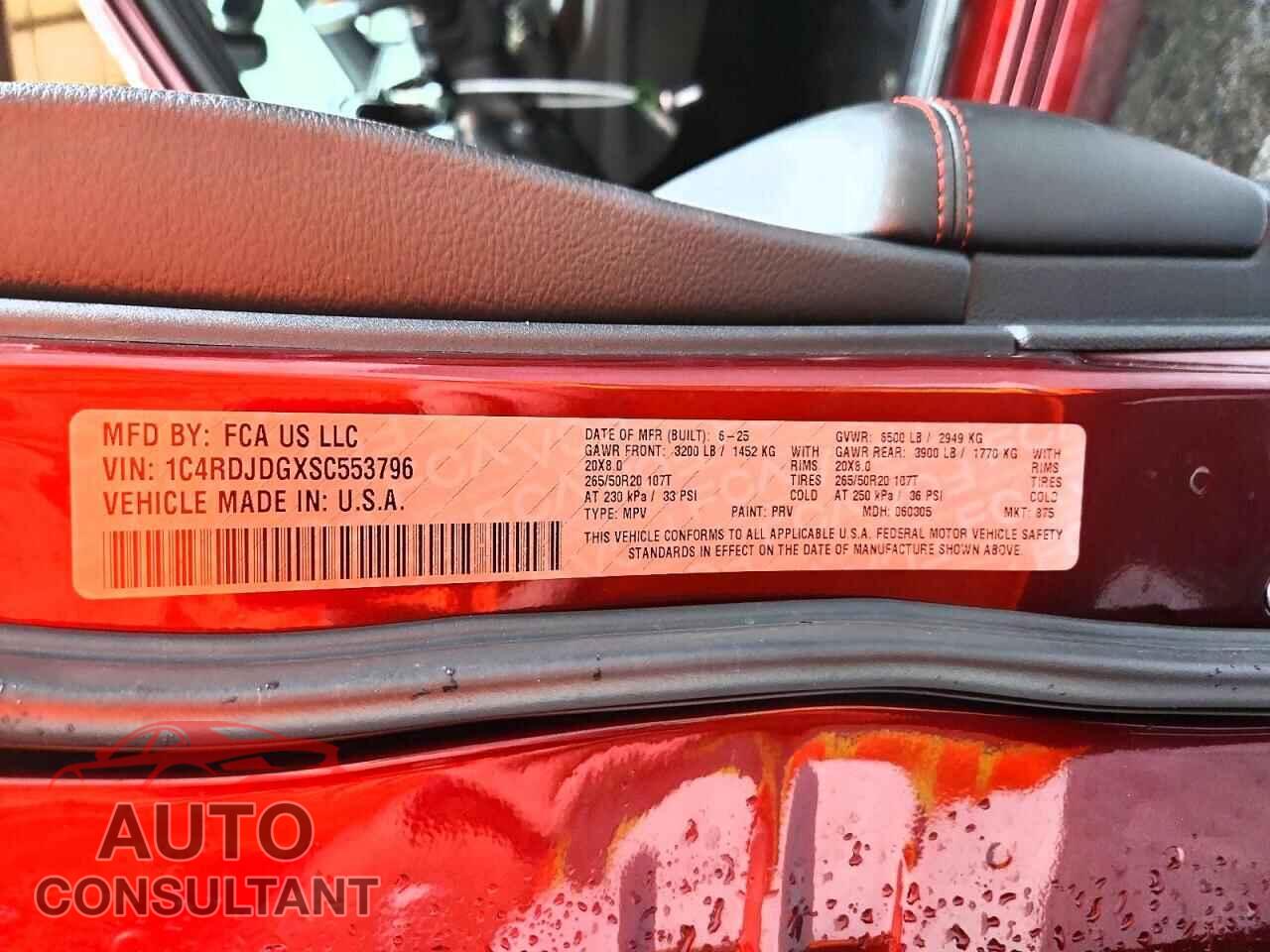 DODGE DURANGO 2025 - 1C4RDJDGXSC553796