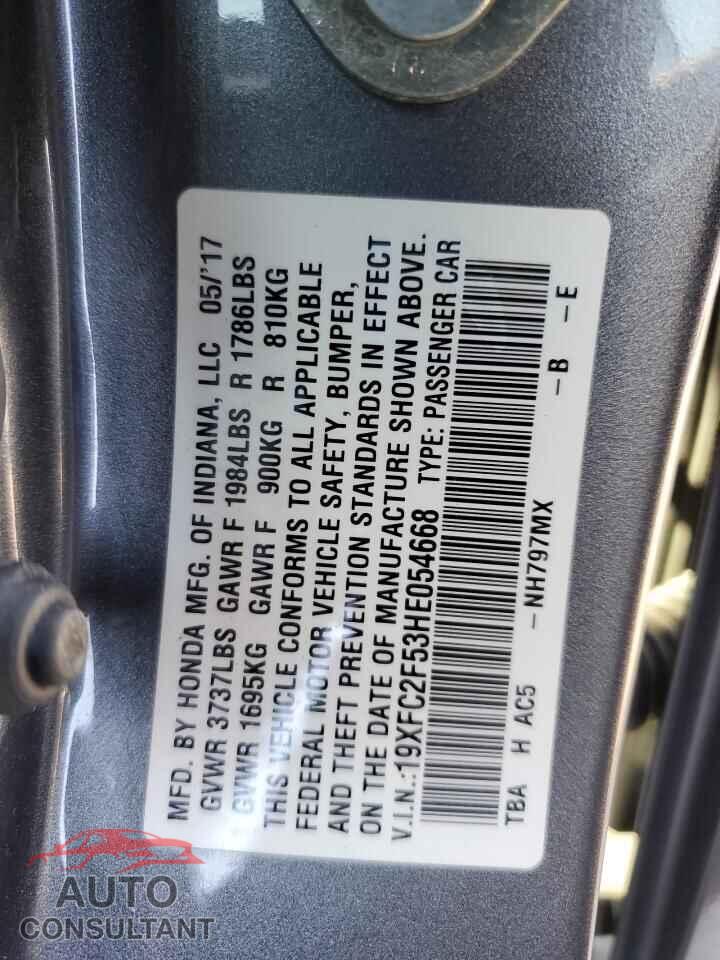 HONDA CIVIC 2017 - 19XFC2F53HE054668