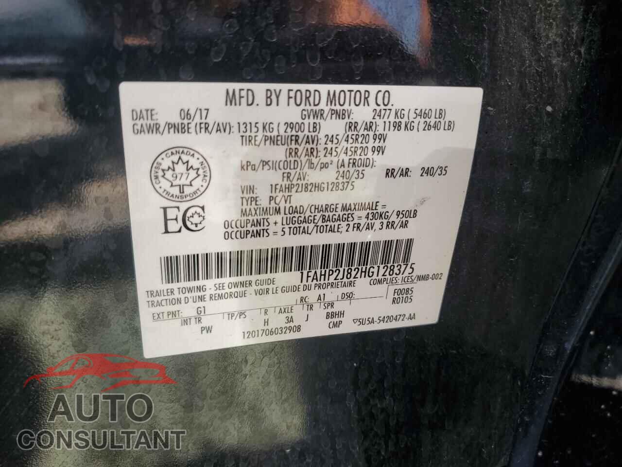 FORD TAURUS 2017 - 1FAHP2J82HG128375