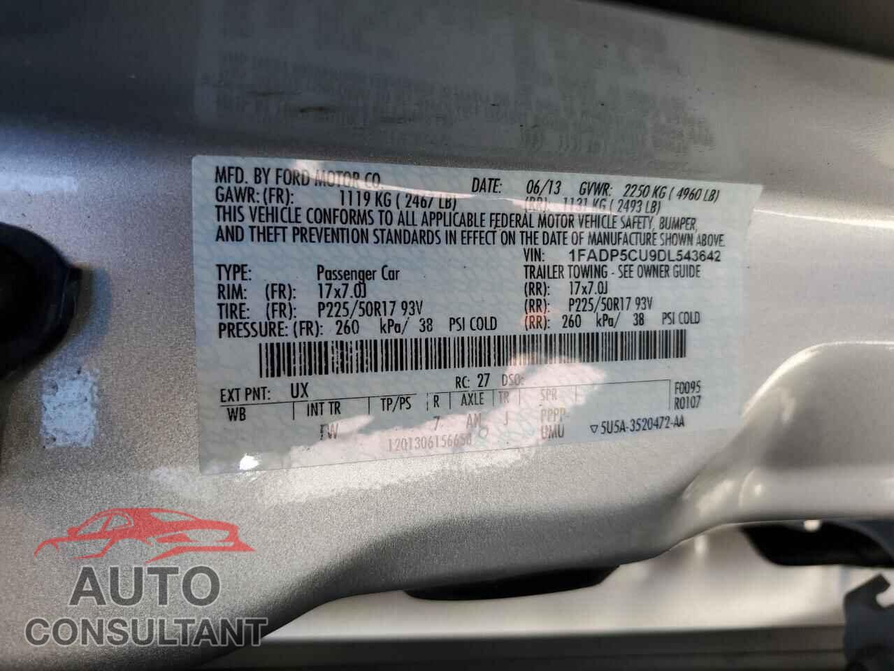 FORD CMAX 2013 - 1FADP5CU9DL543642