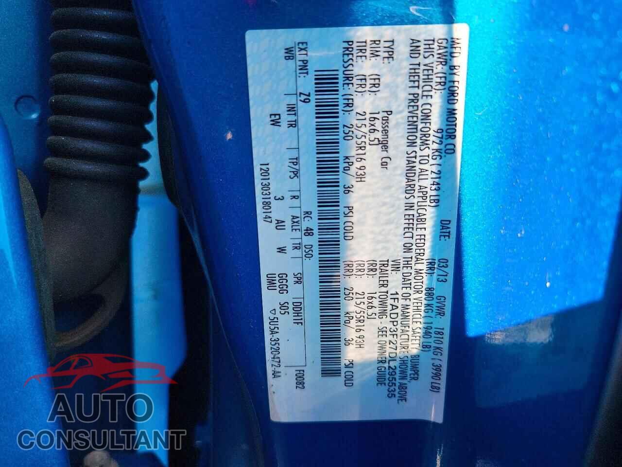 FORD FOCUS 2013 - 1FADP3F27DL295535