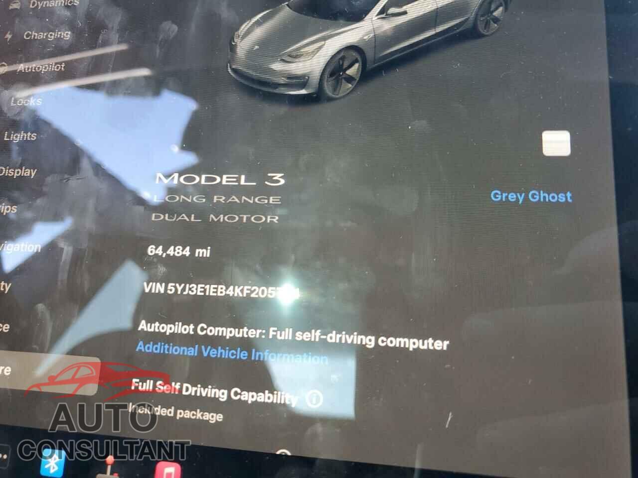 TESLA MODEL 3 2019 - 5YJ3E1EB4KF205744