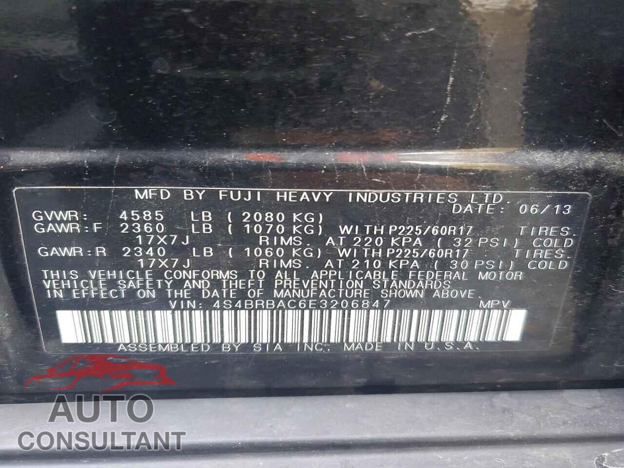 SUBARU LEGACY 2014 - 4S4BRBAC6E3206847