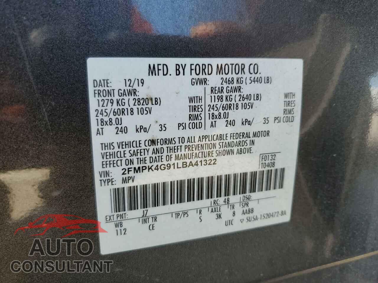 FORD EDGE 2020 - 2FMPK4G91LBA41322