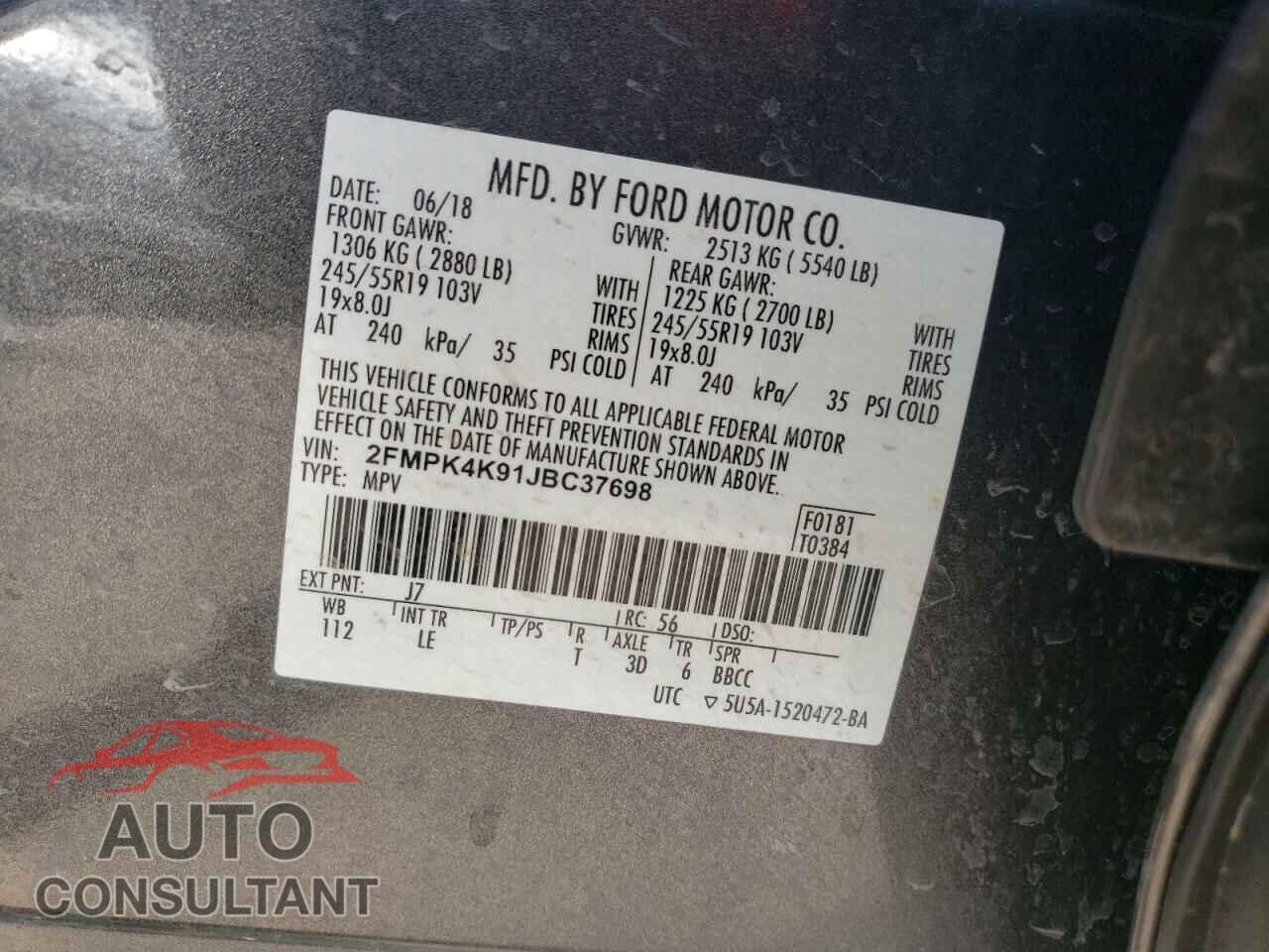 FORD EDGE 2018 - 2FMPK4K91JBC37698
