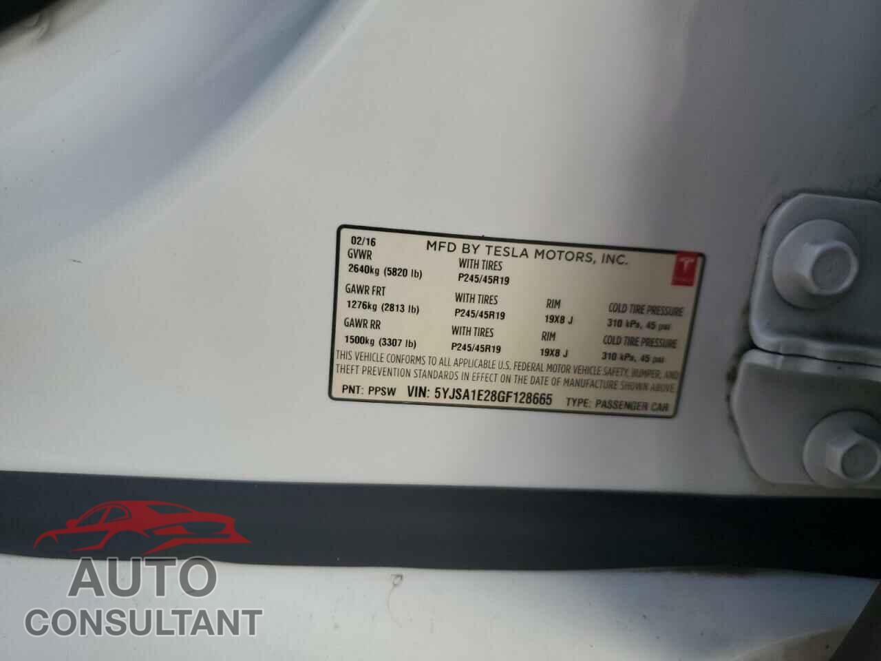 TESLA MODEL S 2016 - 5YJSA1E28GF128665