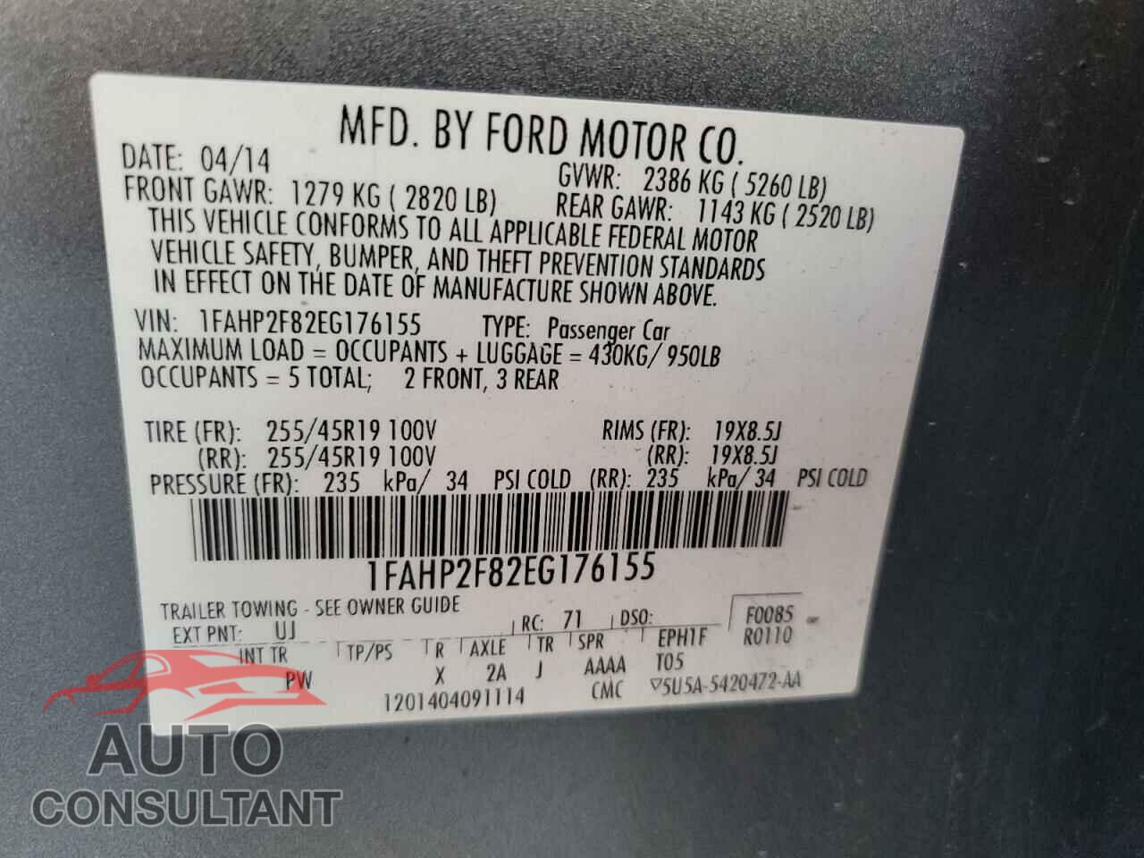 FORD TAURUS 2014 - 1FAHP2F82EG176155