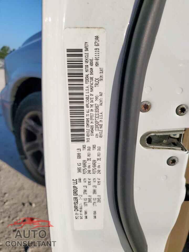 DODGE RAM 1500 2012 - 1C6RD6PT3CS183067