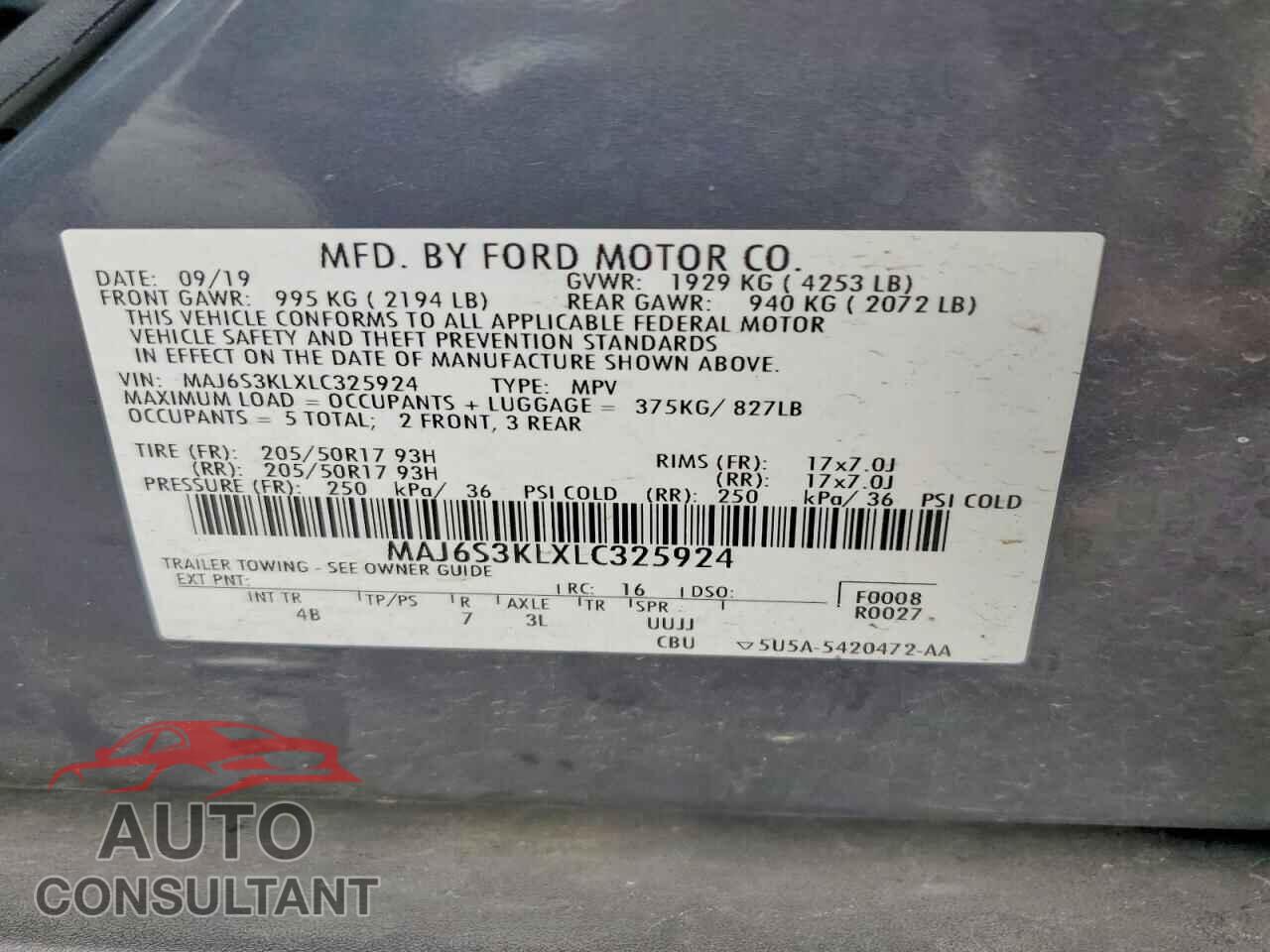FORD ECOSPORT 2020 - MAJ6S3KLXLC325924