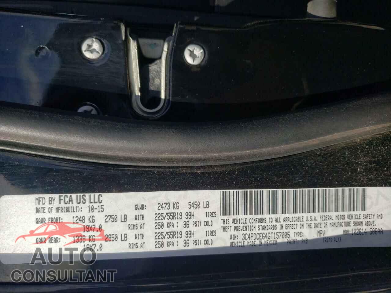 DODGE JOURNEY 2016 - 3C4PDCEG4GT157005