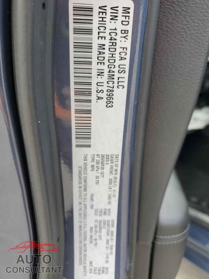 DODGE DURANGO 2021 - 1C4RDHDG4MC789663