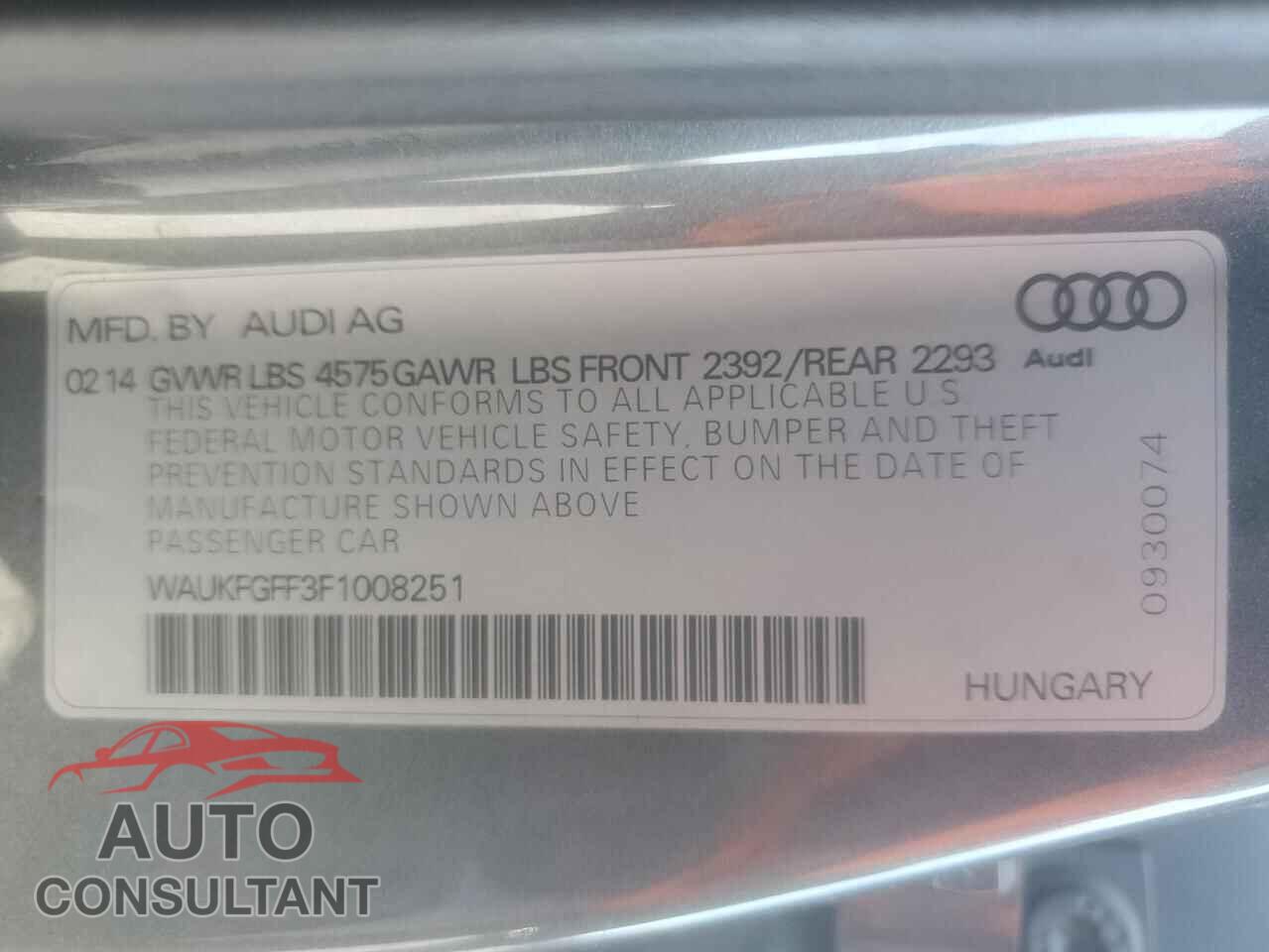AUDI A3 2015 - WAUKFGFF3F1008251