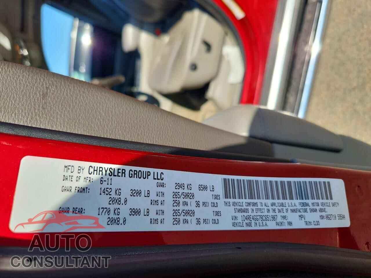 DODGE DURANGO 2011 - 1D4RE4GG7BC651987