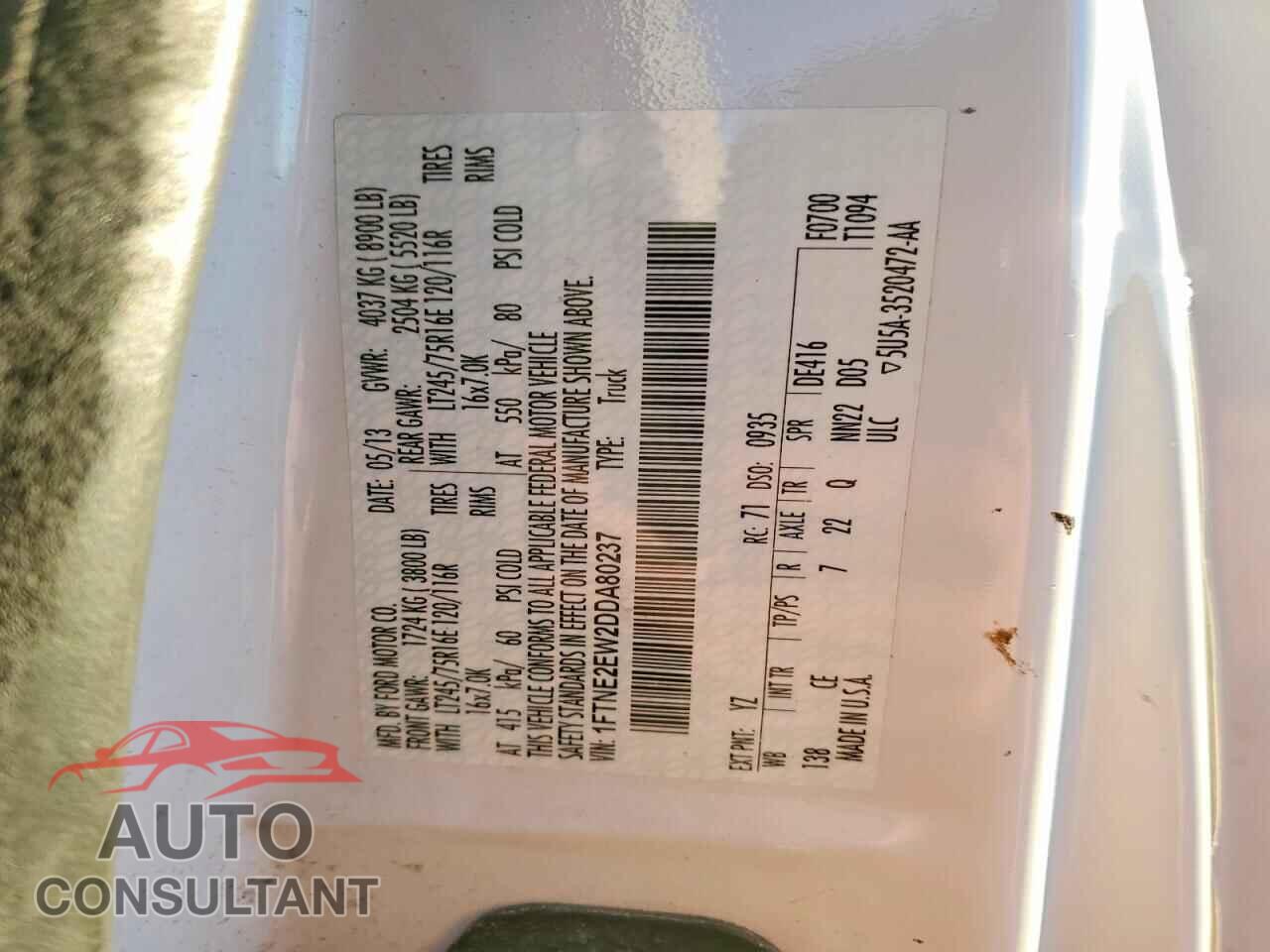 FORD ALL Models 2013 - 1FTNE2EW2DDA80237