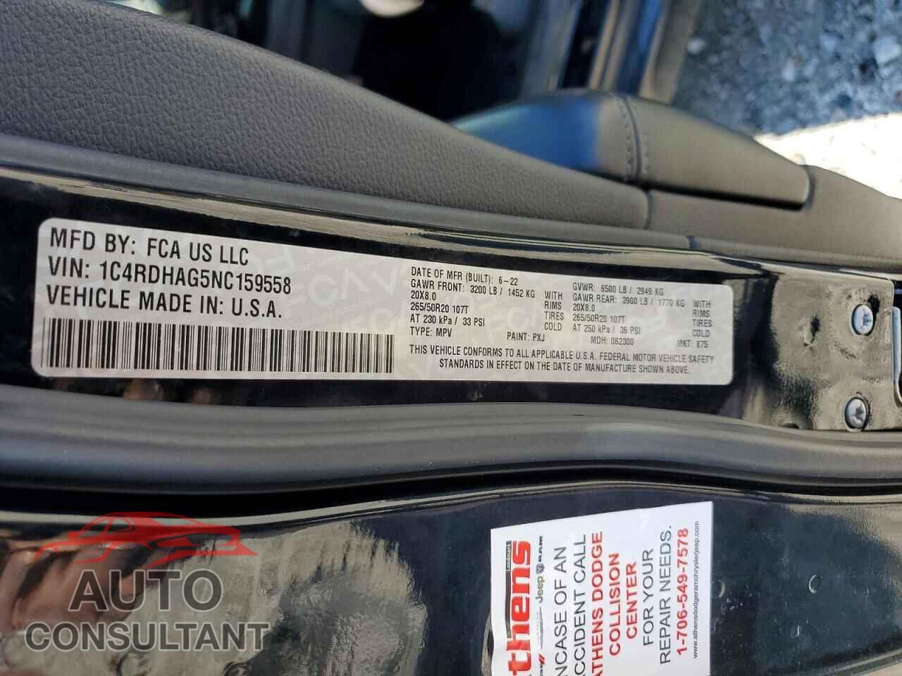 DODGE DURANGO 2022 - 1C4RDHAG5NC159558